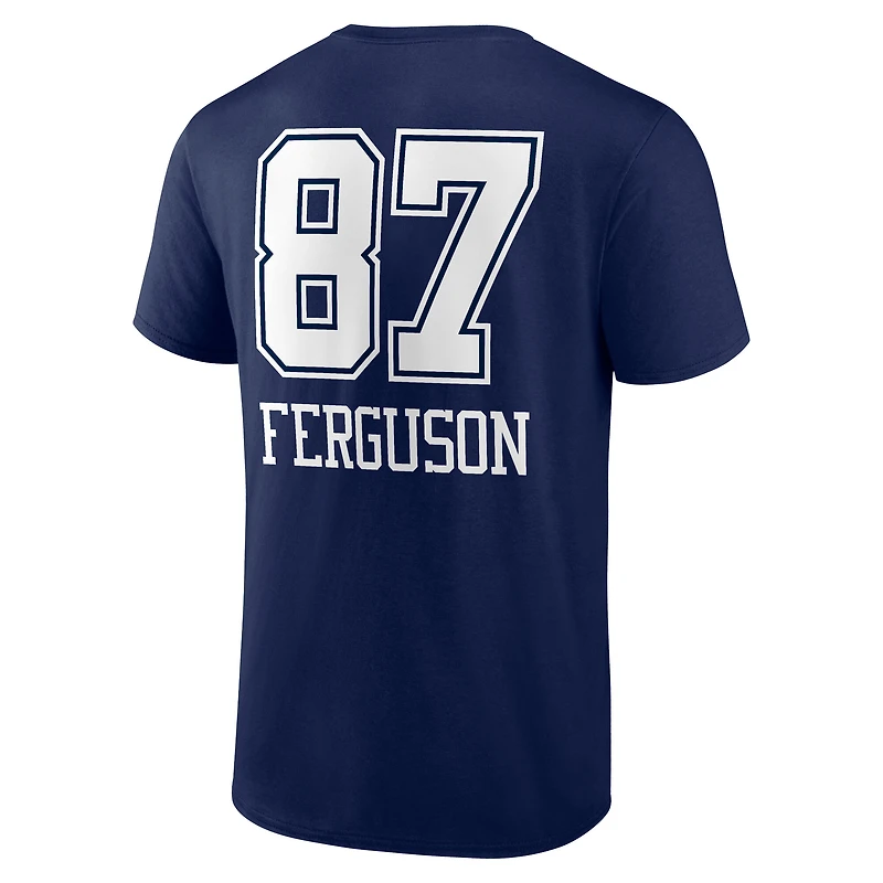 Men's Jake Ferguson Navy Dallas Cowboys Team Wordmark Name & Number T-Shirt