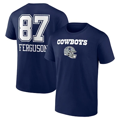 Men's Jake Ferguson Navy Dallas Cowboys Team Wordmark Name & Number T-Shirt