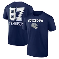 Men's Jake Ferguson Navy Dallas Cowboys Team Wordmark Name & Number T-Shirt