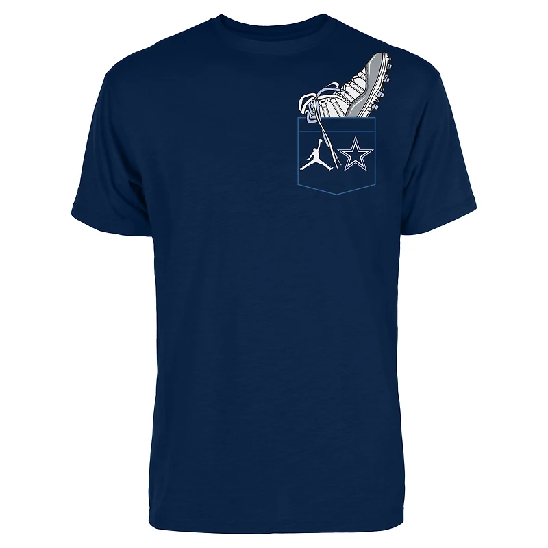 T-shirt graphique Jordan Brand Dak Prescott bleu marine Dallas Cowboys Shoe Schedule pour homme