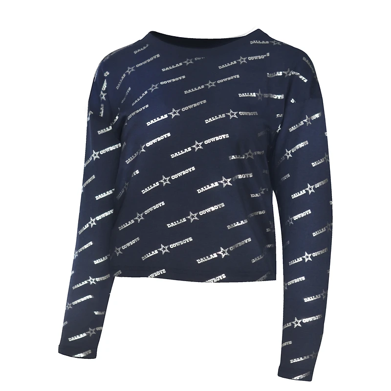 T-shirt à manches longues bleu marine Dallas Cowboys de Lauren James pour homme