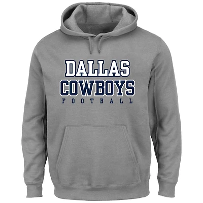 Chandail à capuchon d'entraînement Big & Tall Dallas Cowboys Majestic gris chiné pour homme
