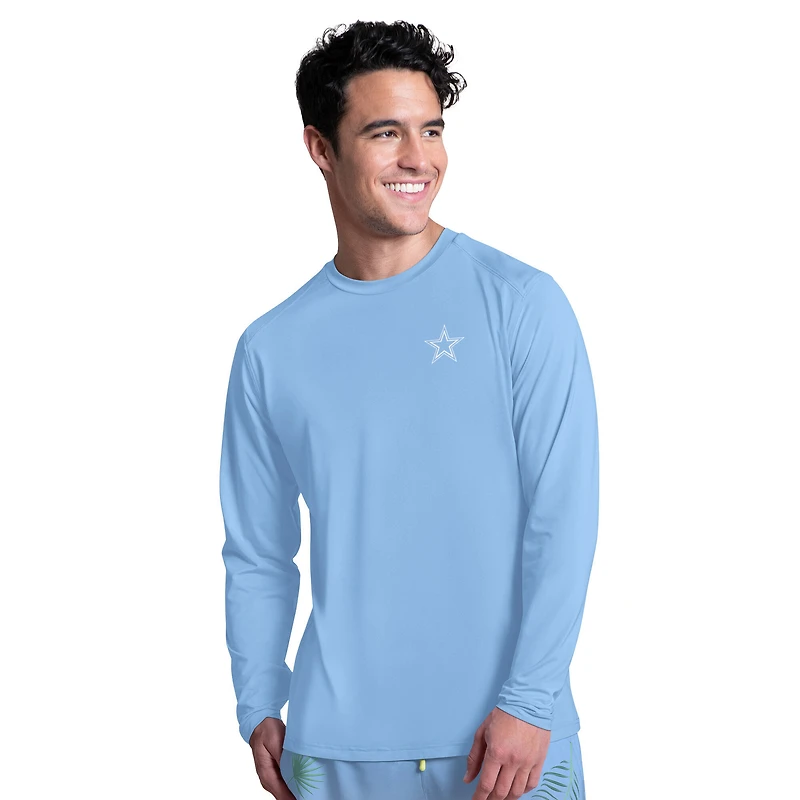 T-shirt anti-UV A manches longues Margaritaville bleu clair pour homme, Dallas Cowboys « Life's Beach ».