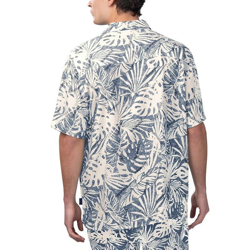 Men's Margaritaville Navy Dallas Cowboys Sand Washed Monstera Full-Button Party Shirt