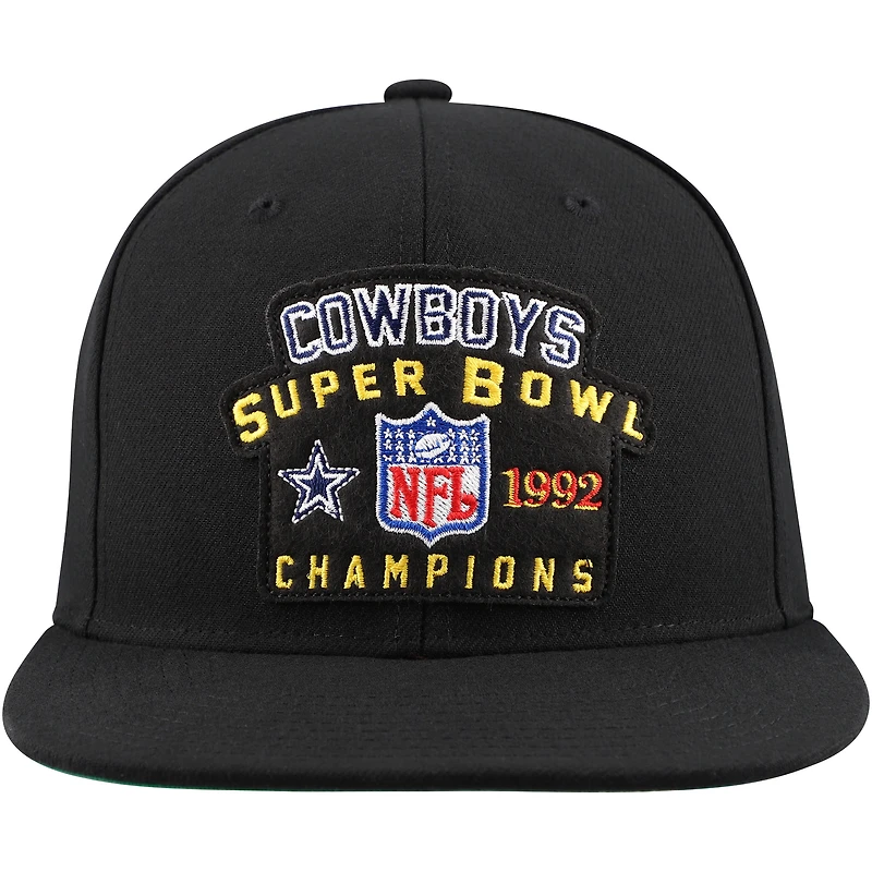 Casquette snapback noire Mitchell & Ness pour hommes des Dallas Cowboys 1992 NFL Super Bowl Champions