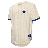 Maillot de mode Mitchell & Ness crème Dallas Cowboys pour hommes, grandes tailles, en maille épaisse et boutonnée