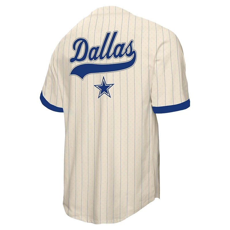 Men's Mitchell & Ness Cream Dallas Cowboys Big Tall Heavyweight Mesh Button-Up Fashion Jersey