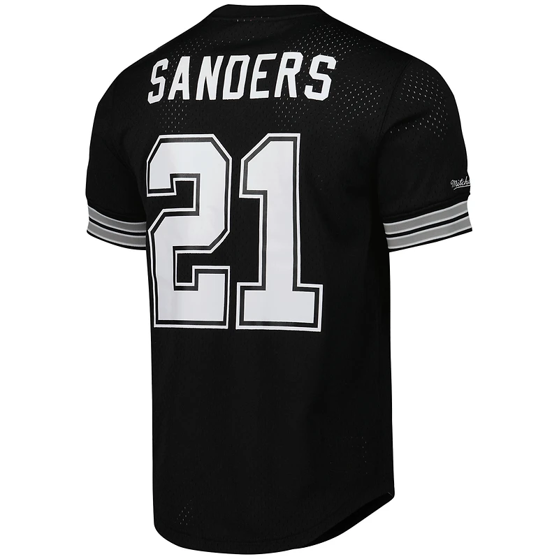 Haut en maille noir pour homme Mitchell & Ness Deion Sanders avec nom et numéro de joueur retraité des Cowboys Dallas