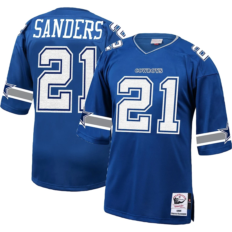 Maillot de joueur retraité authentique Mitchell & Ness Deion Sanders Royal Dallas Cowboys 1996 pour hommes