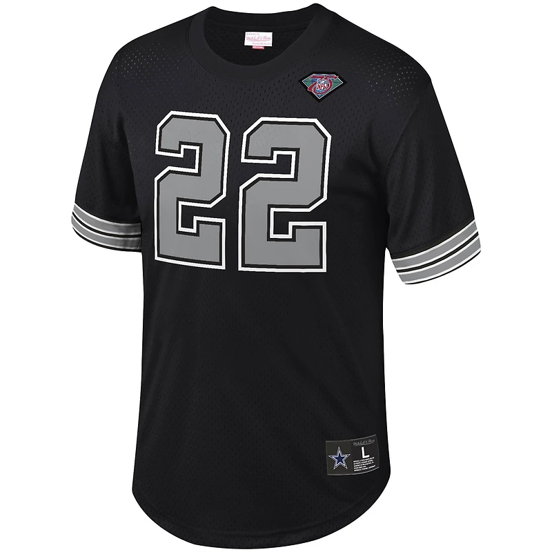 Men's Mitchell & Ness Emmitt Smith Black Dallas Cowboys Retired Player Name Number Mesh Top