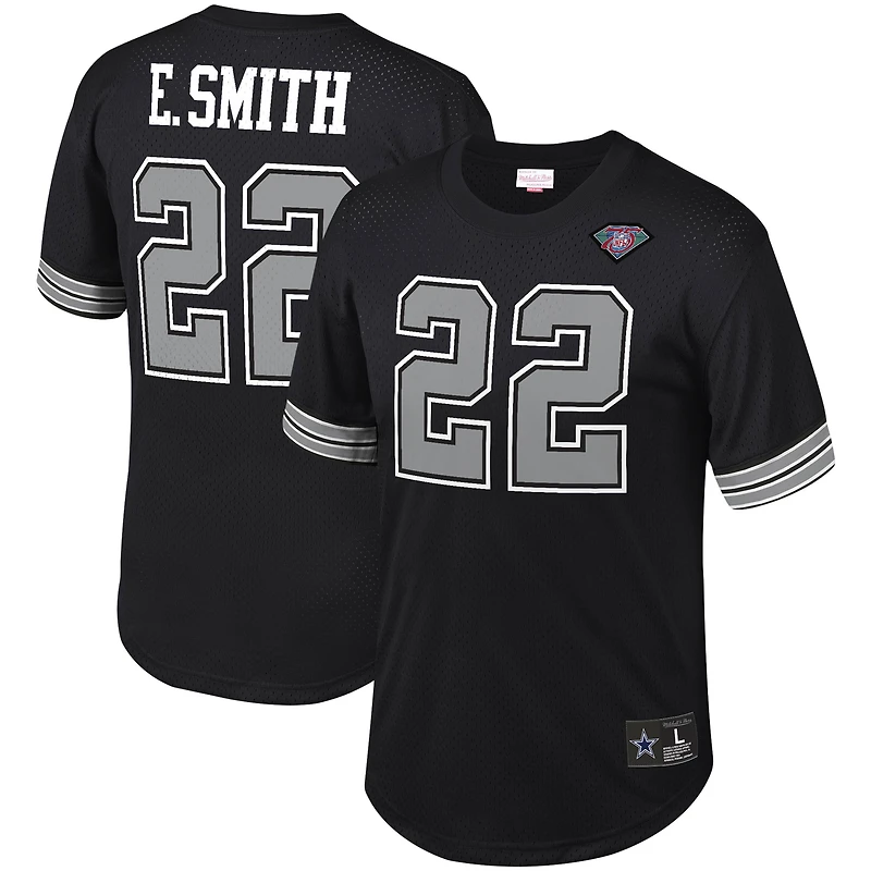 Men's Mitchell & Ness Emmitt Smith Black Dallas Cowboys Retired Player Name Number Mesh Top