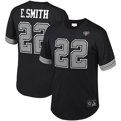 Men's Mitchell & Ness Emmitt Smith Black Dallas Cowboys Retired Player Name Number Mesh Top