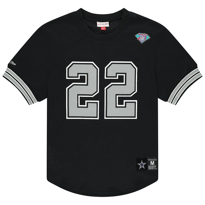 Men's Mitchell & Ness Emmitt Smith Black Dallas Cowboys Retired Player Name Number Mesh Top