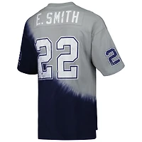 Men's Mitchell & Ness Emmitt Smith Navy/Gray Dallas Cowboys Retired Player Name Number Diagonal Tie-Dye V-Neck T-Shirt
