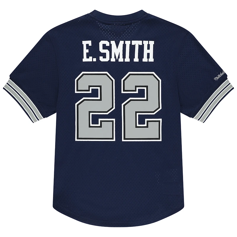 T-shirt en maille bleu marine Mitchell & Ness Emmitt Smith pour homme, joueur retraité des Cowboys de Dallas, avec nom et numéro