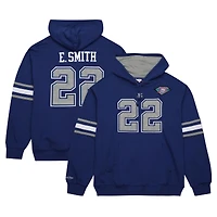 Sweat à capuche pour homme Mitchell & Ness Emmitt Smith bleu marine avec nom et numéro de joueur retraité des Cowboys Dallas