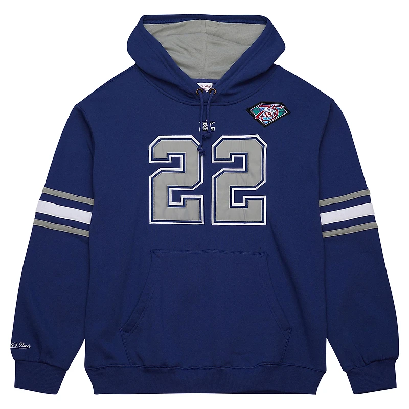 Sweat à capuche pour homme Mitchell & Ness Emmitt Smith bleu marine avec nom et numéro de joueur retraité des Cowboys Dallas