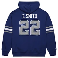 Sweat à capuche pour homme Mitchell & Ness Emmitt Smith bleu marine avec nom et numéro de joueur retraité des Cowboys Dallas
