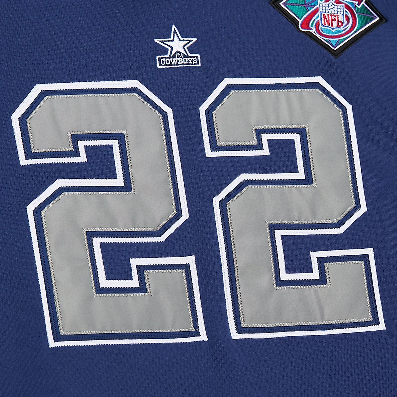 Sweat à capuche pour homme Mitchell & Ness Emmitt Smith bleu marine avec nom et numéro de joueur retraité des Cowboys Dallas