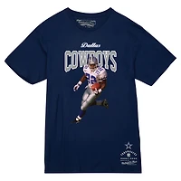 T-shirt Mitchell & Ness Emmitt Smith pour homme, bleu marine, joueur retraité des Cowboys de Dallas