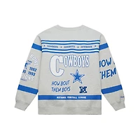 Sweat-shirt en molleton rétro imprimé all-over gris chiné Mitchell & Ness pour homme, motif Cowboys de Dallas