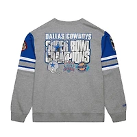 Men's Mitchell & Ness Heather Gray Dallas Cowboys Vintage Logo Pullover Sweatshirt