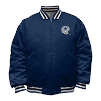 Men's Mitchell & Ness Navy/Silver Dallas Cowboys Big Tall Throwback Reversible Full-Zip Jacket