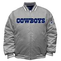 Men's Mitchell & Ness Navy/Silver Dallas Cowboys Big Tall Throwback Reversible Full-Zip Jacket