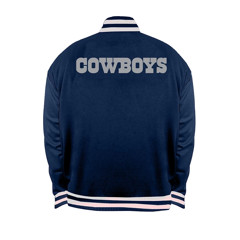 Men's Mitchell & Ness Navy/Silver Dallas Cowboys Big Tall Throwback Reversible Full-Zip Jacket