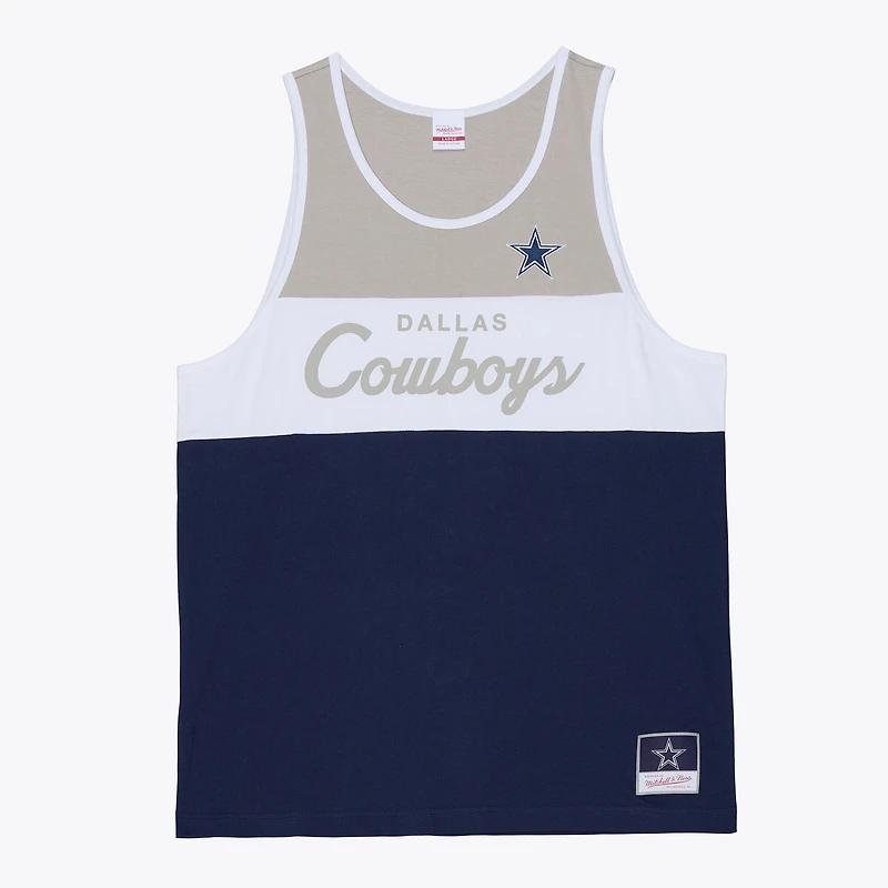 Débardeur Mitchell & Ness bleu marine/argent pour homme, modèle Dallas Cowboys Head Coach