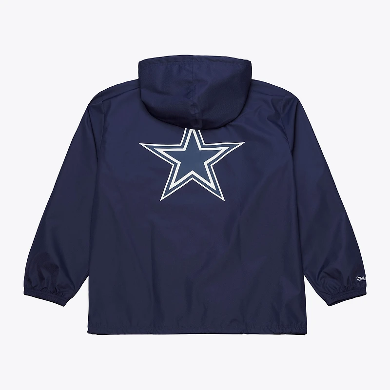 Veste d'entraîneur à capuche Mitchell & Ness bleu marine Dallas Cowboys pour homme