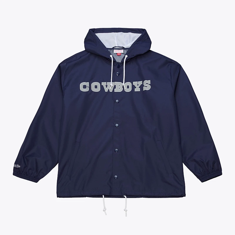 Veste d'entraîneur à capuche Mitchell & Ness bleu marine Dallas Cowboys pour homme