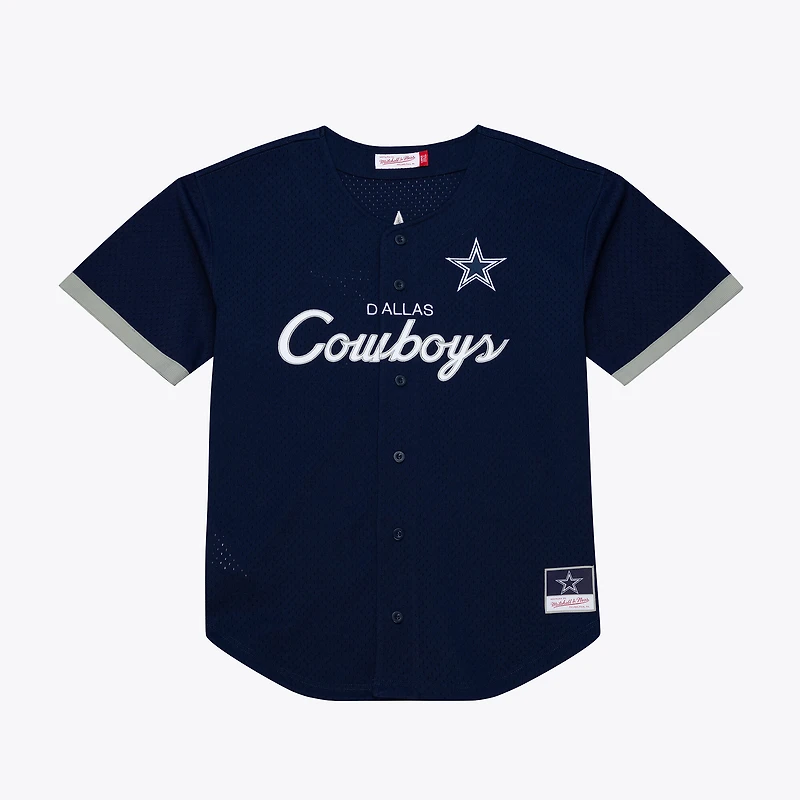 Maillot de mode Mitchell & Ness bleu marine Dallas Cowboys Head Coach en maille à boutons pour homme
