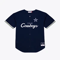 Maillot de mode Mitchell & Ness bleu marine Dallas Cowboys Head Coach en maille à boutons pour homme