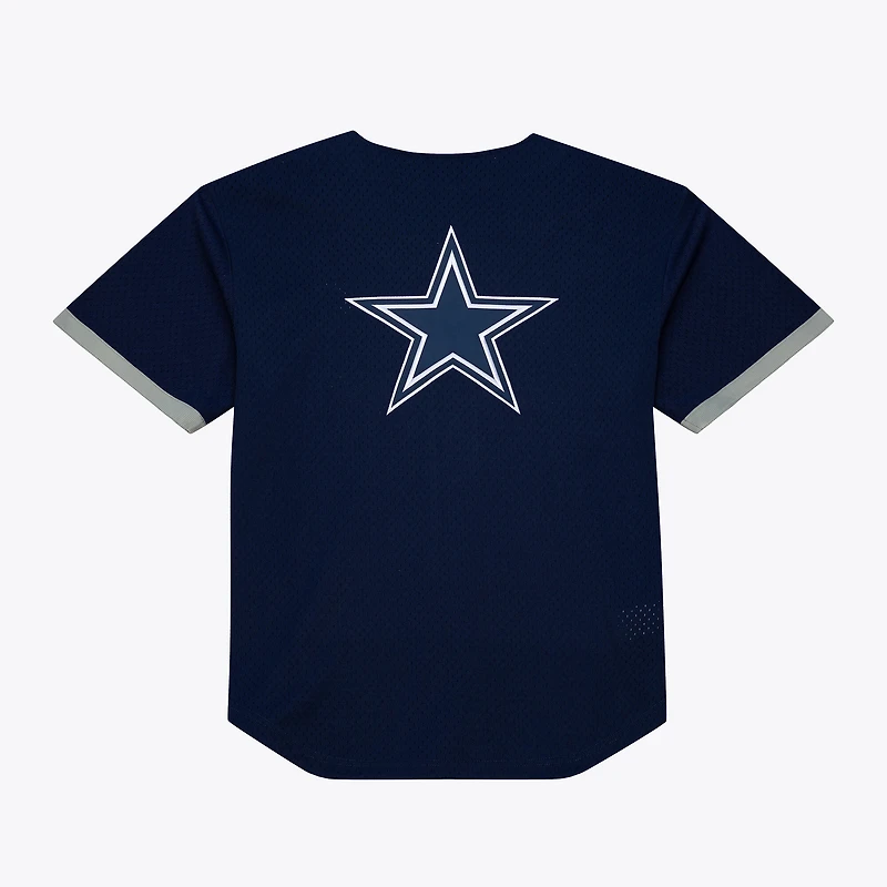 Maillot de mode Mitchell & Ness bleu marine Dallas Cowboys Head Coach en maille à boutons pour homme