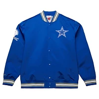 Men's Mitchell & Ness Royal Dallas Cowboys Vintage Double Down Satin Full-Snap Jacket