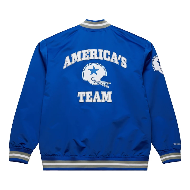 Men's Mitchell & Ness Royal Dallas Cowboys Vintage Double Down Satin Full-Snap Jacket
