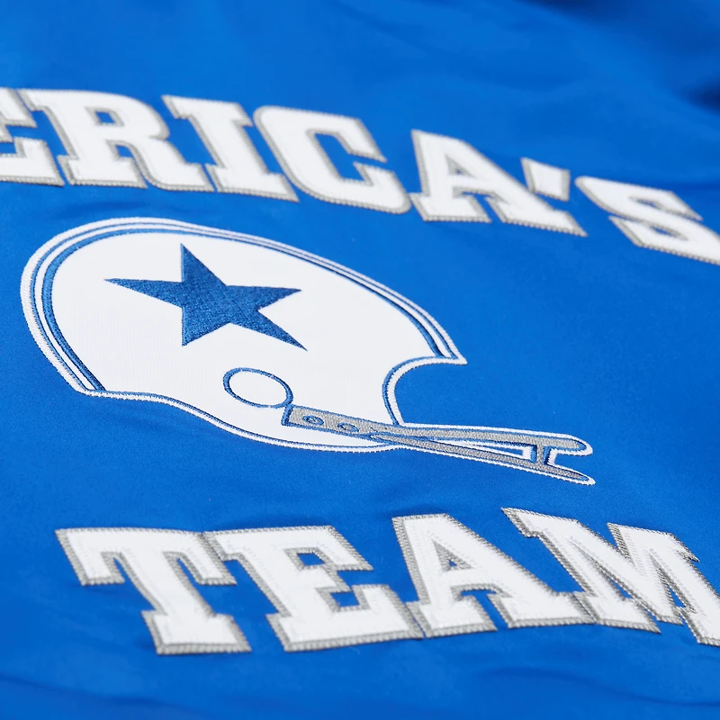 Men's Mitchell & Ness Royal Dallas Cowboys Vintage Double Down Satin Full-Snap Jacket