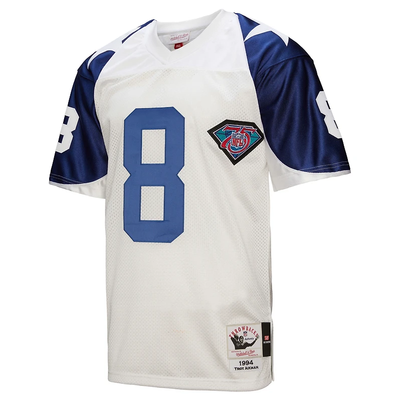 Maillot de joueur retraité authentique rétro 1994 des Cowboys Dallas Mitchell & Ness Troy Aikman pour homme
