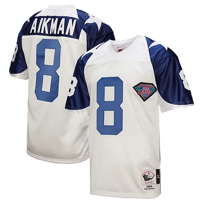 Maillot de joueur retraité authentique rétro 1994 des Cowboys Dallas Mitchell & Ness Troy Aikman pour homme