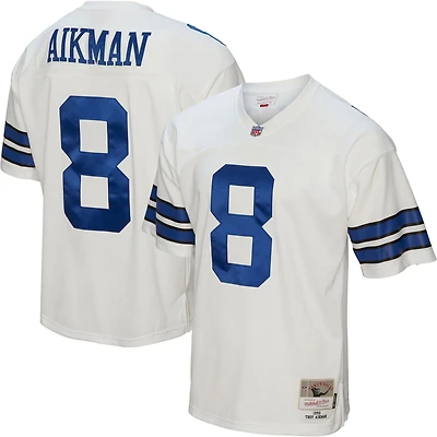 Maillot réplique Mitchell & Ness Troy Aikman blanc Dallas Cowboys Legacy pour hommes