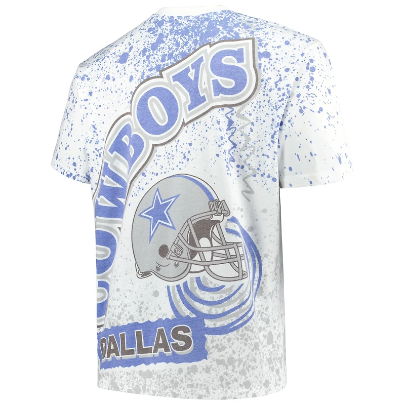 T-shirt blanc à imprimé intégral pour hommes Mitchell & Ness Dallas Cowboys Big Tall