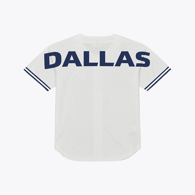 Men's Mitchell & Ness White Dallas Cowboys Monochrome Mesh Full-Button Fashion Jersey