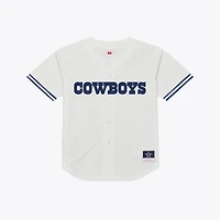 Maillot de mode Mitchell & Ness blanc Dallas Cowboys pour homme, en maille monochrome, à boutons.