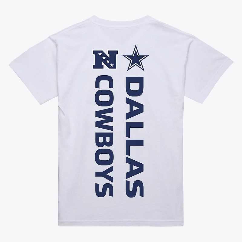 T-shirt Mitchell & Ness blanc pour homme, logo monochrome des Dallas Cowboys