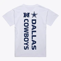T-shirt Mitchell & Ness blanc pour homme, logo monochrome des Dallas Cowboys