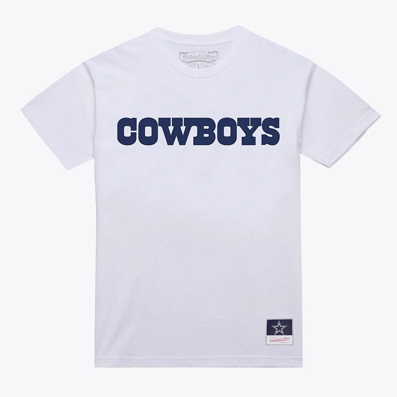 Men's Mitchell & Ness White Dallas Cowboys Monochrome Wordmark T-Shirt