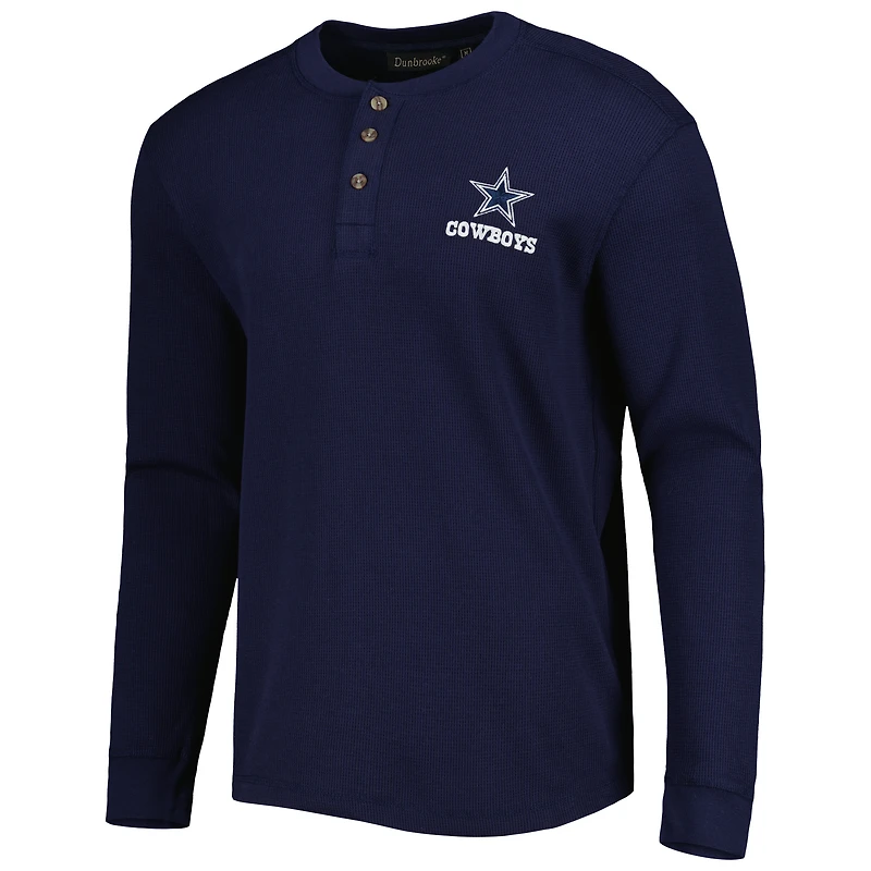 Men's Navy Dallas Cowboys Maverick Thermal Henley Long Sleeve T-Shirt