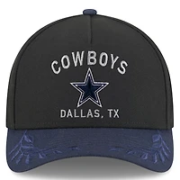 Casquette ajustable New Era 9FORTY A-Frame M-Crown pour homme, noir/bleu marine, Dallas Cowboys, draft NFL 2025