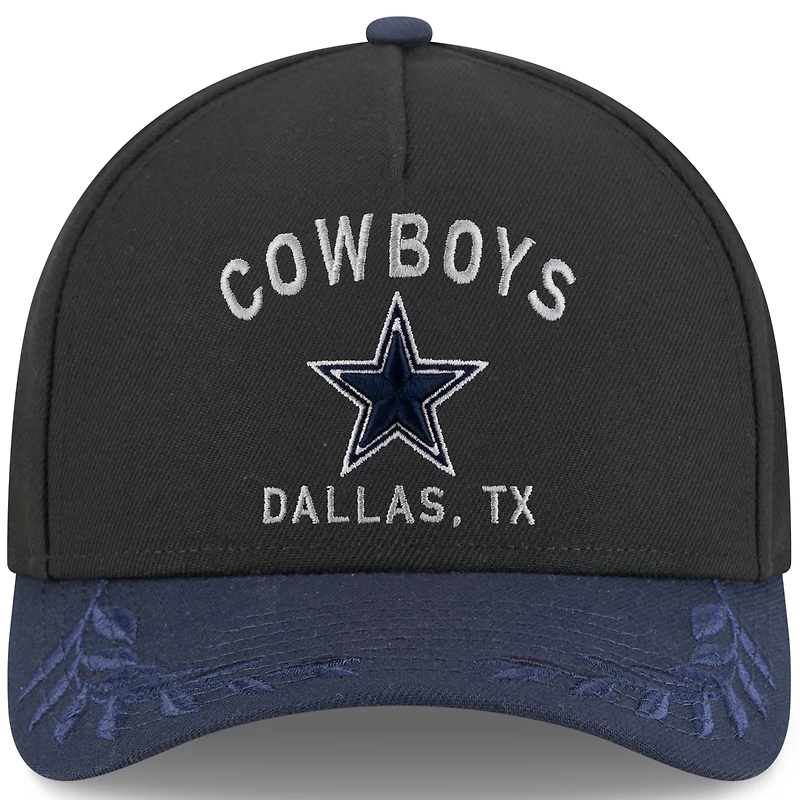 Men's New Era Black/Navy Dallas Cowboys 2025 NFL Draft 9FORTY M-Crown A-Frame Adjustable Hat